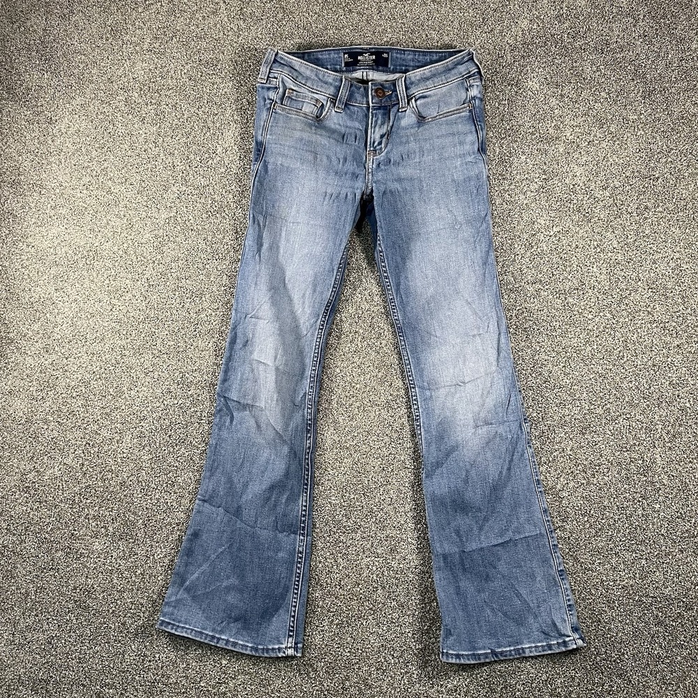 Hollister Womens 0S 25S Low Rise Bootcut Jeans Stretch Light Wash Denim
